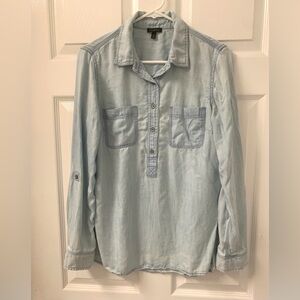 Talbots SZ XS Chambray Blue Top